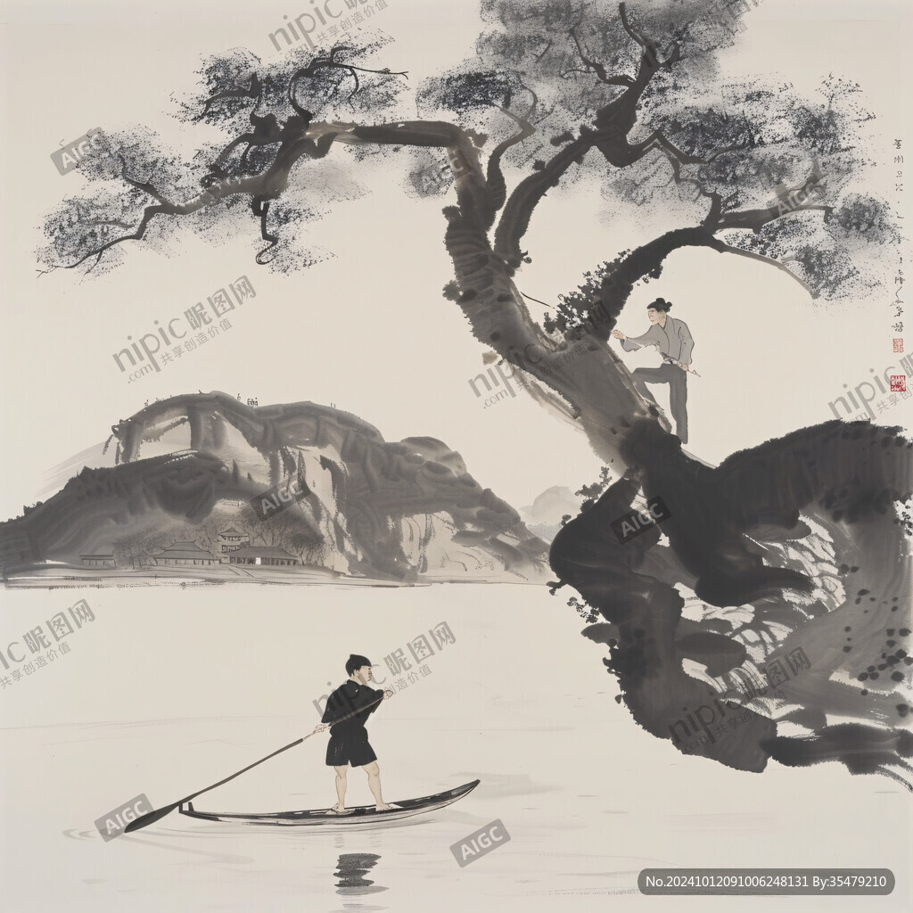 松下垂钓图