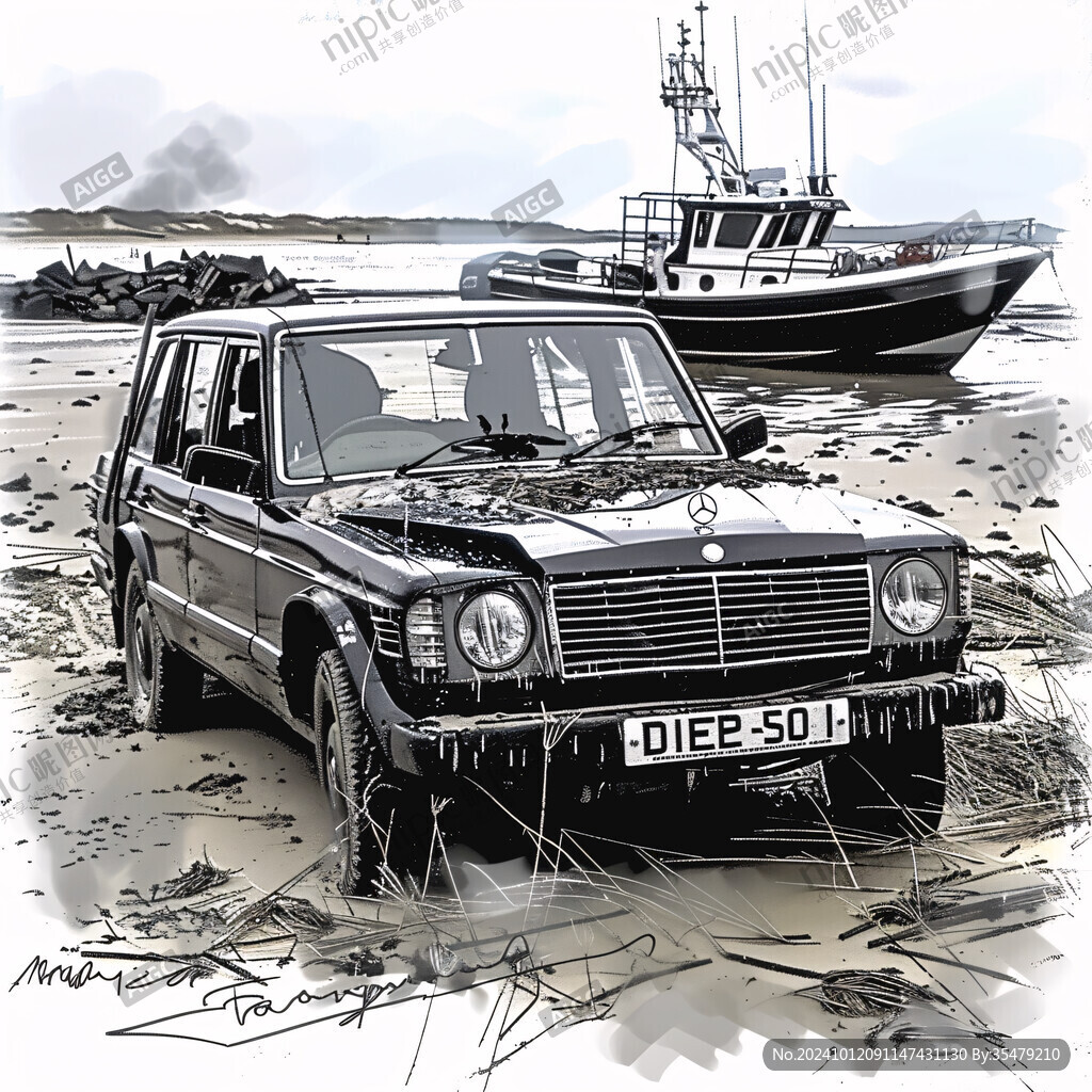 手绘越野车suv
