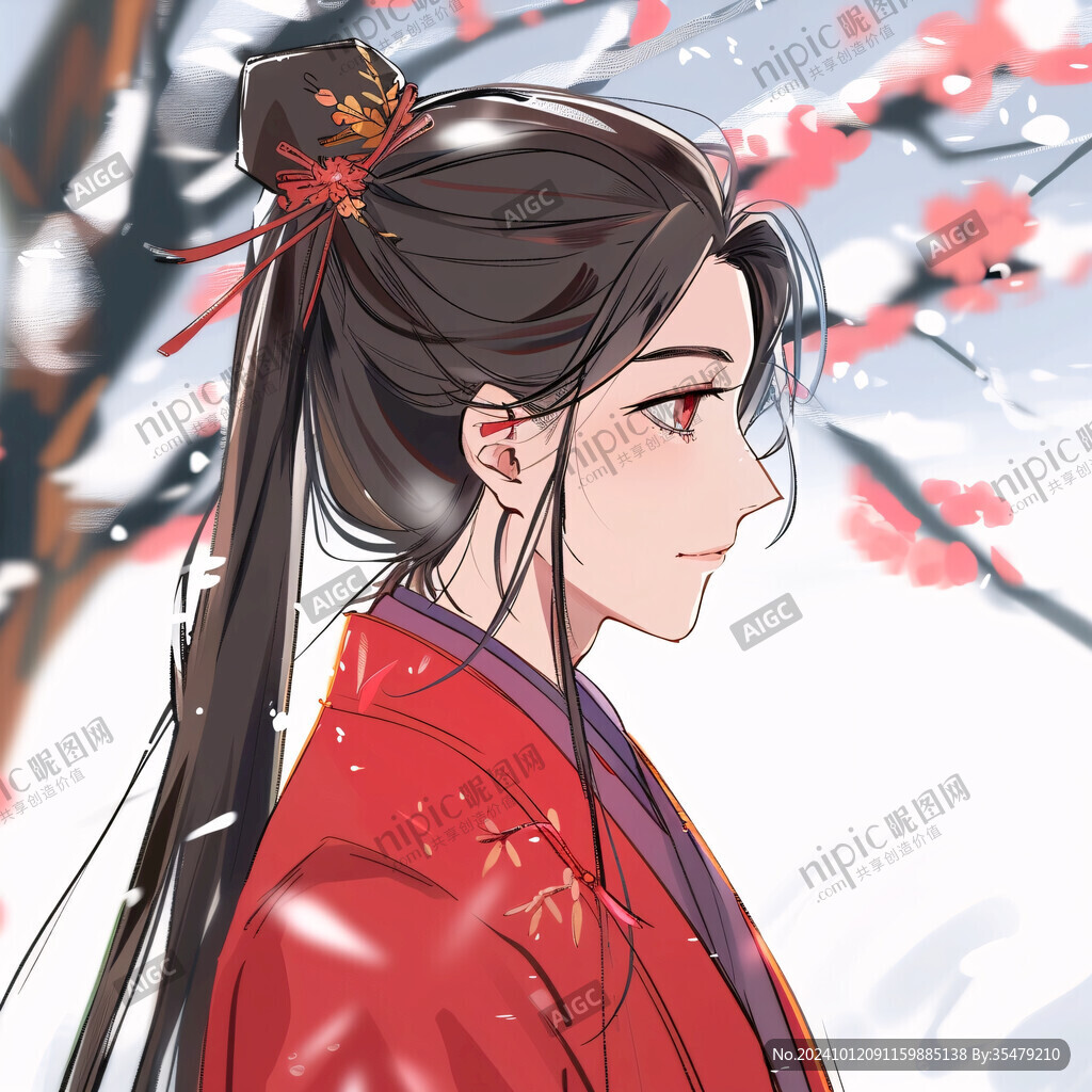 卡通红色汉服女孩