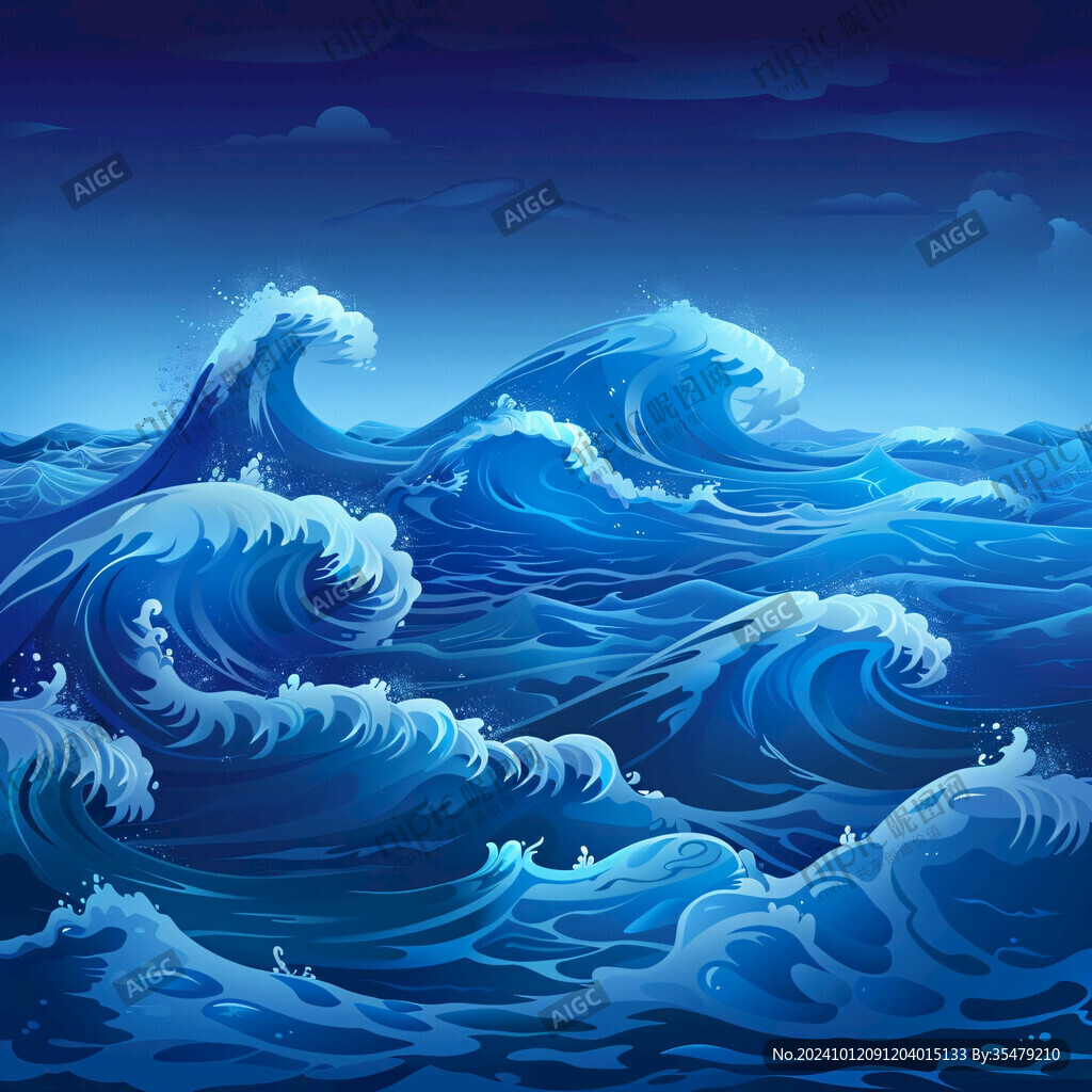 波涛海浪插画