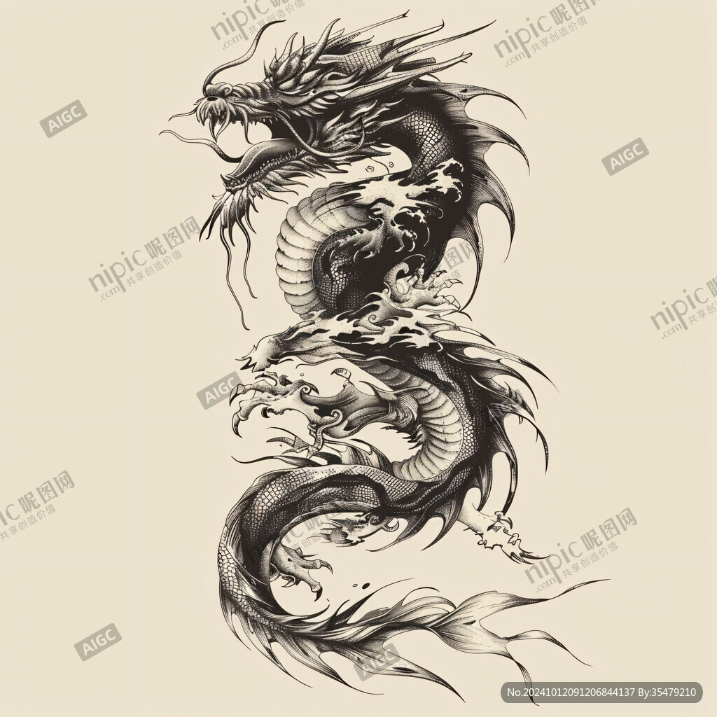 工笔画龙凤纹工笔画龙