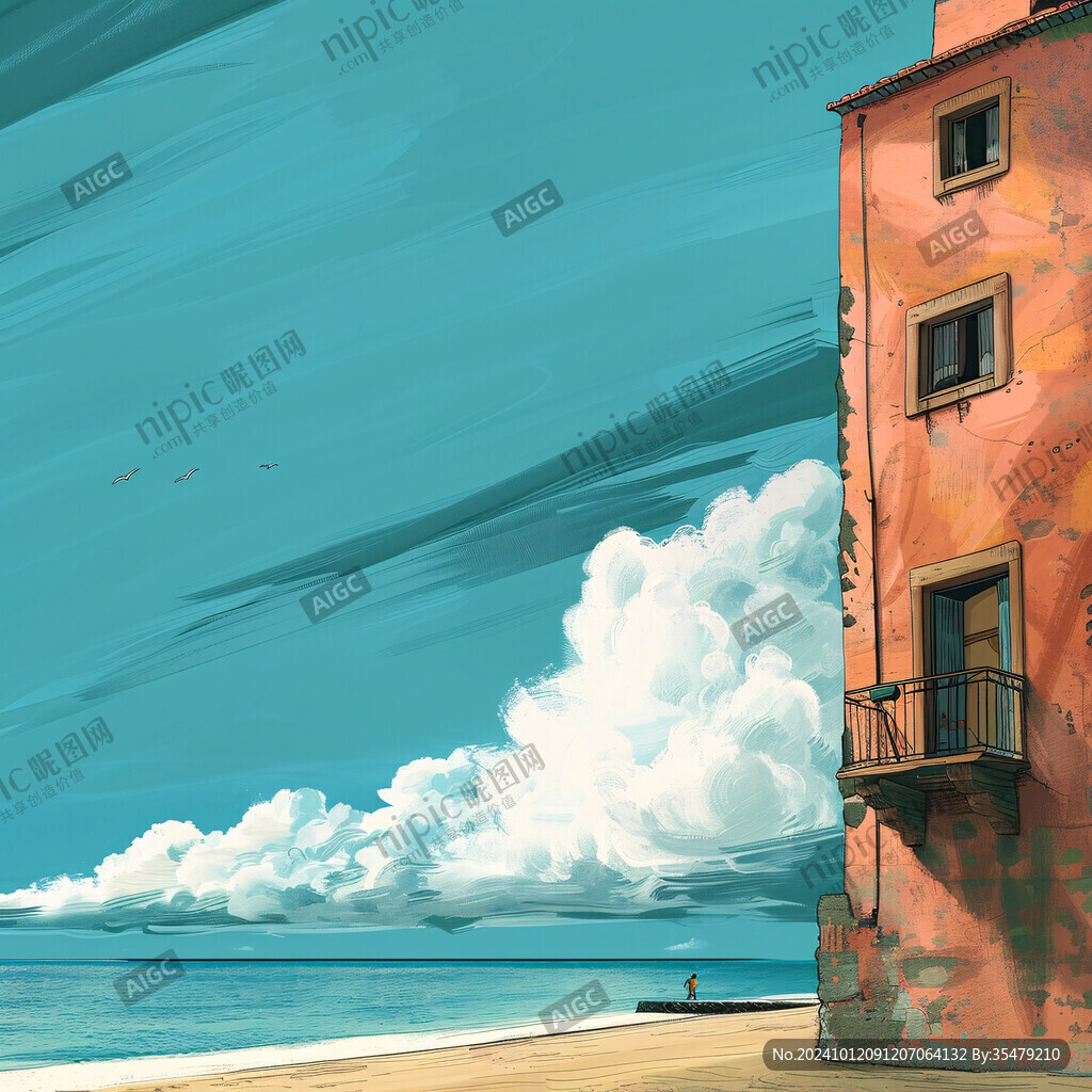 海边天空插画