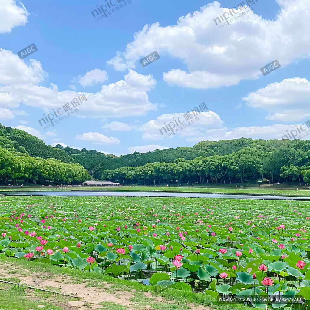 顾村公园荷花湖泊