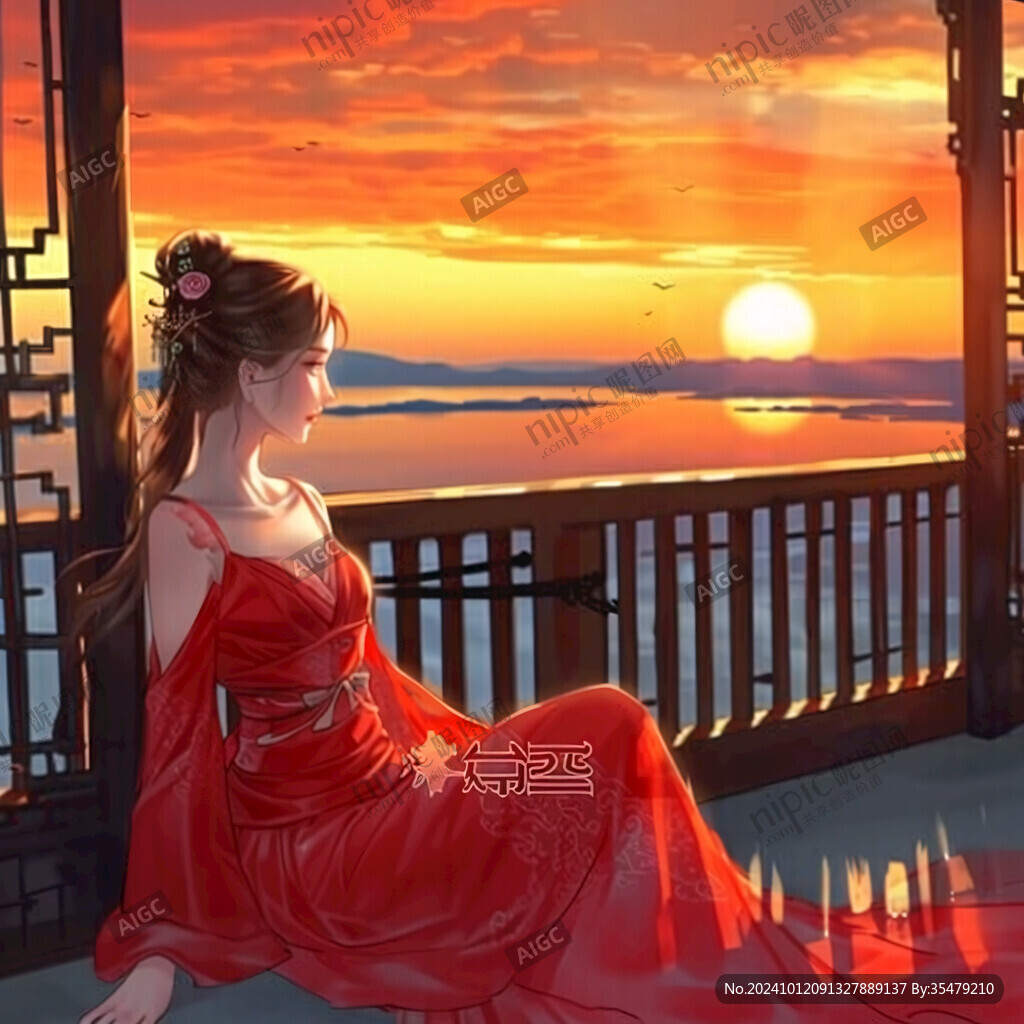 红衣少女设计古风