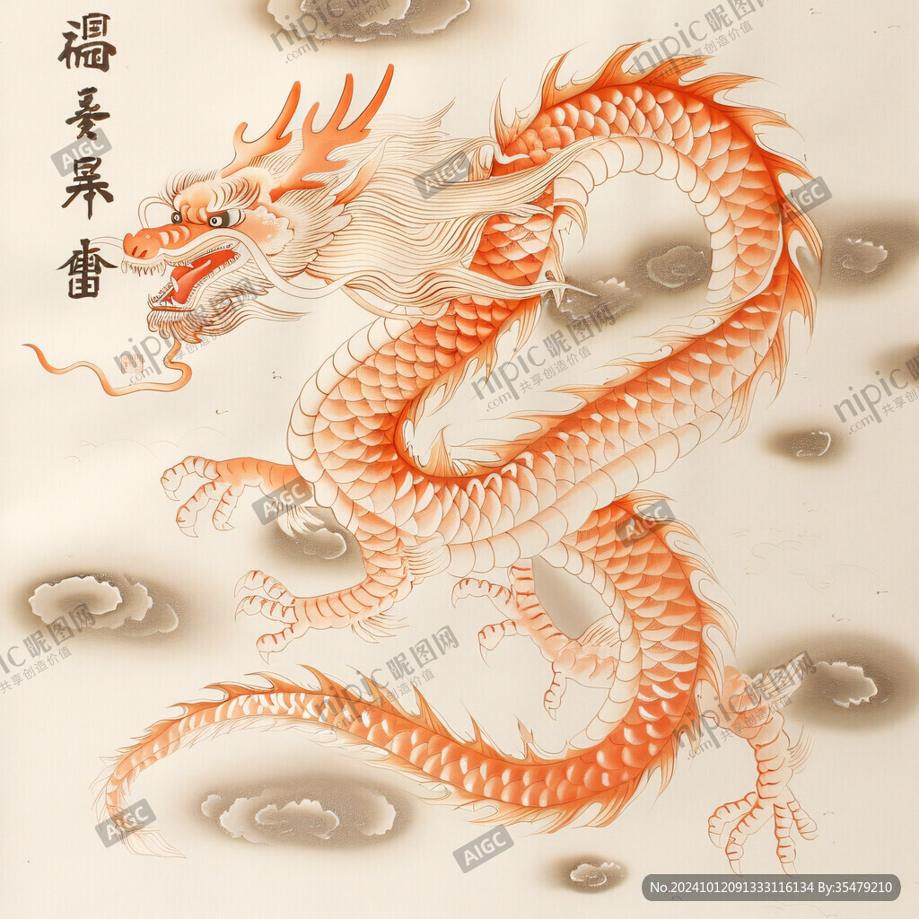 手绘龙浮雕素材