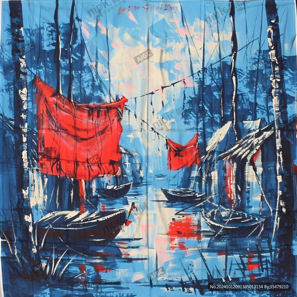 红色小舟装饰画