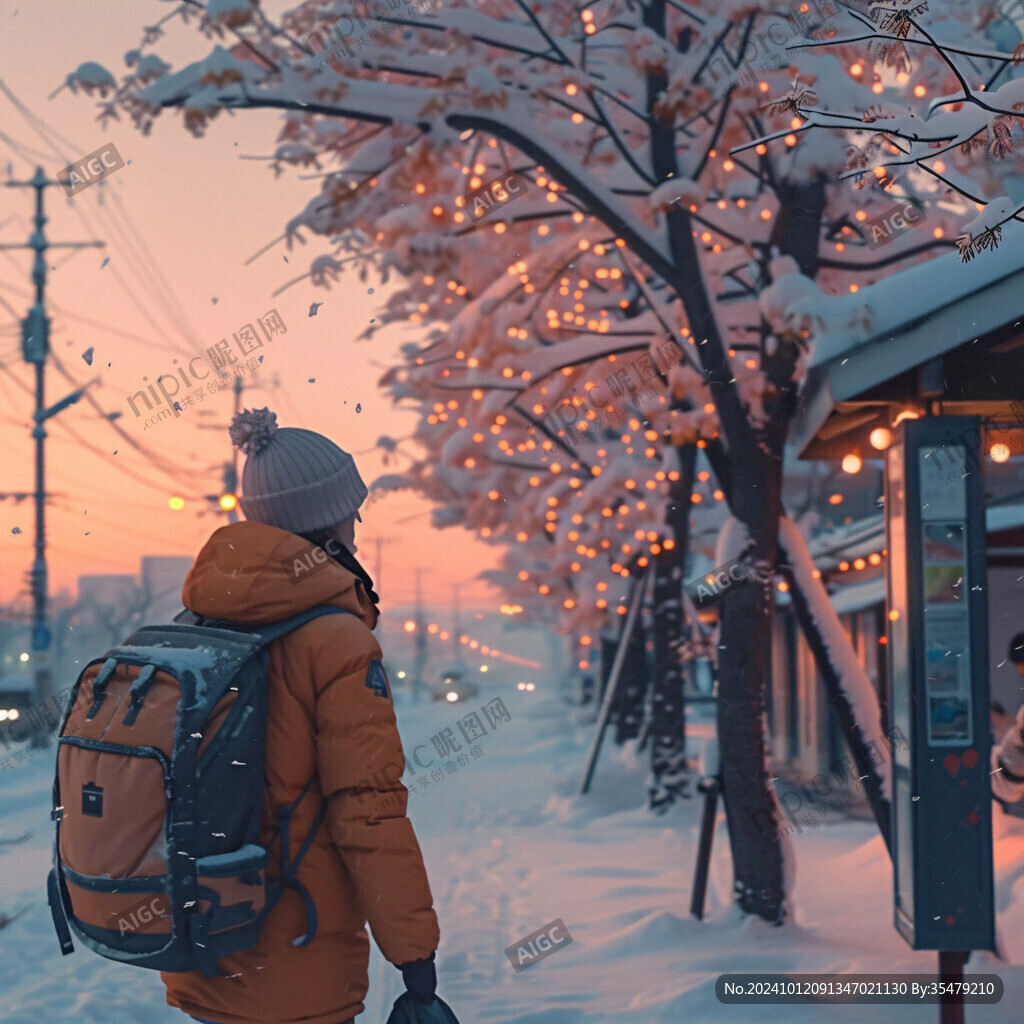 雪天冬天雪景下雪