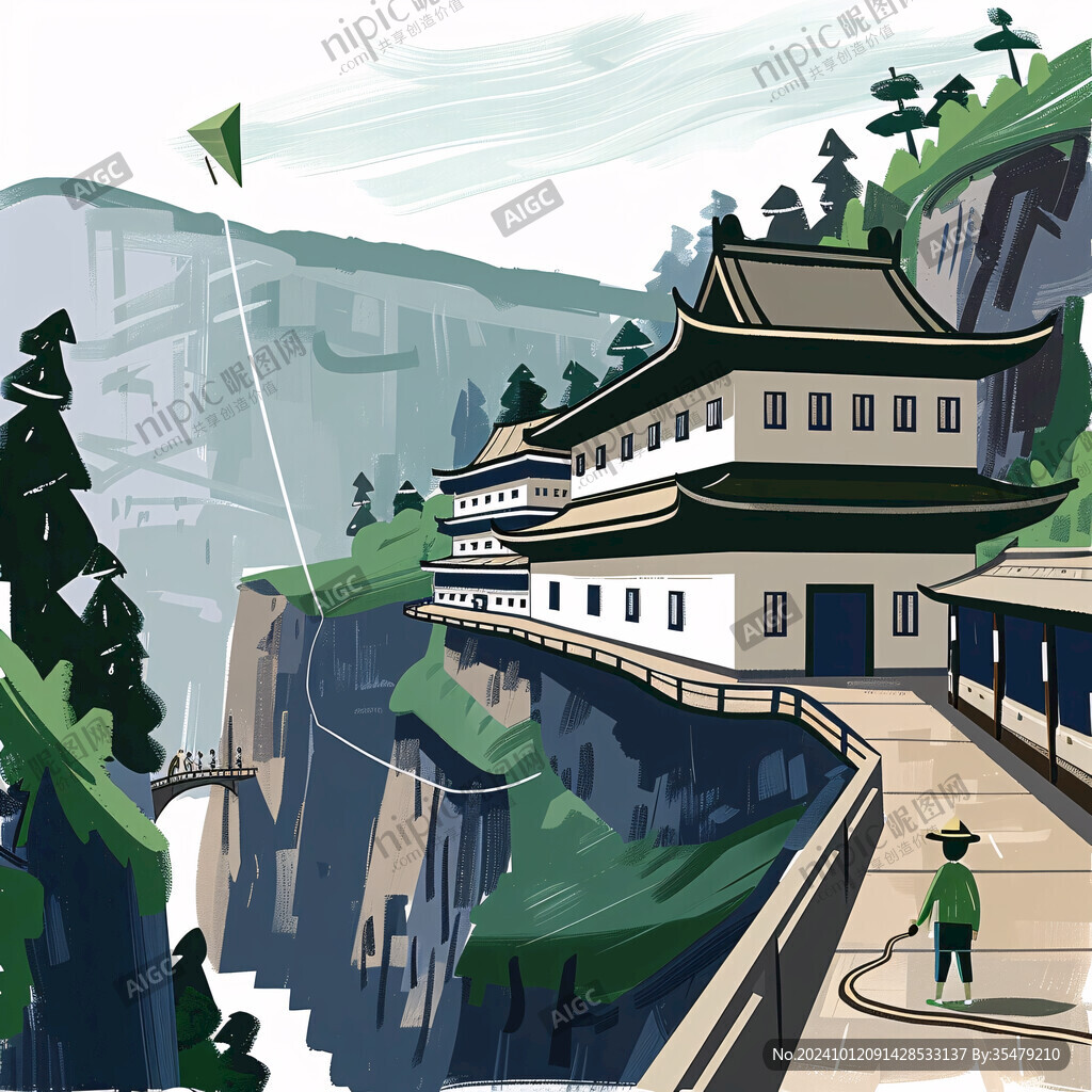 水电站插画