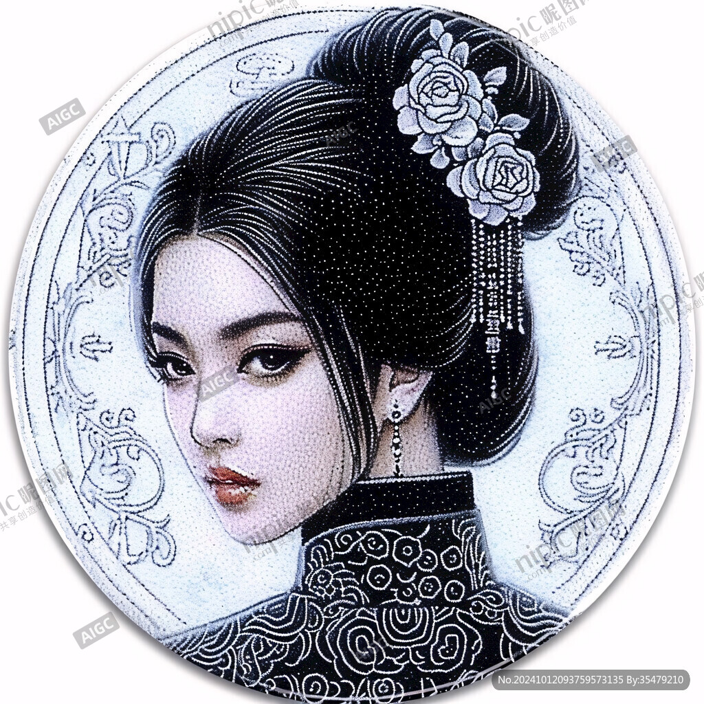 圆形美女画
