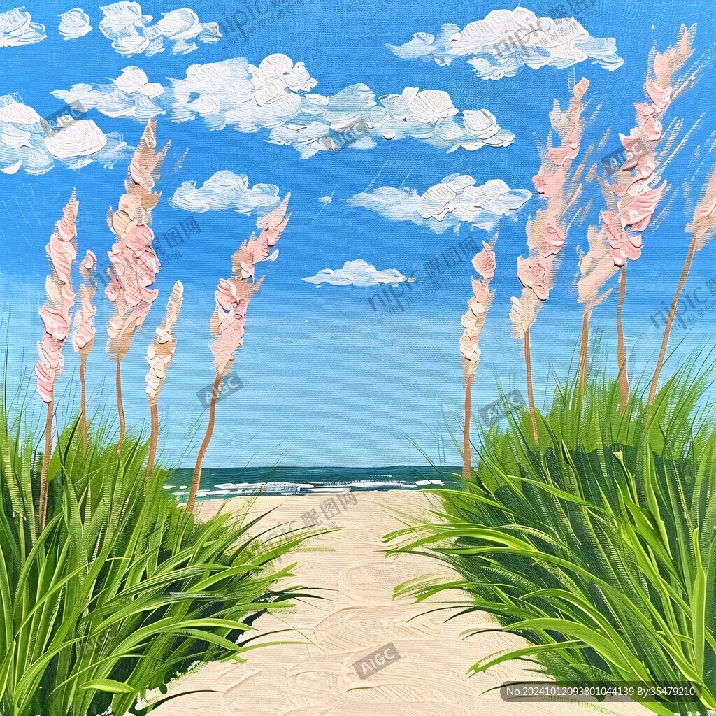 手绘芦苇地