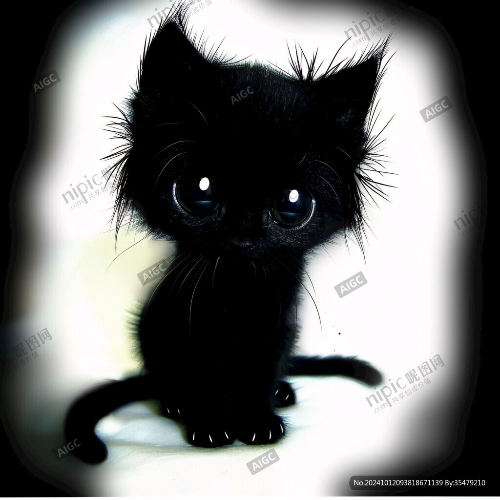 小黑猫插画