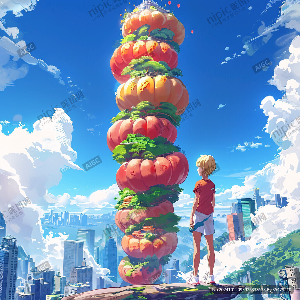 卡子门广场世纪塔插画