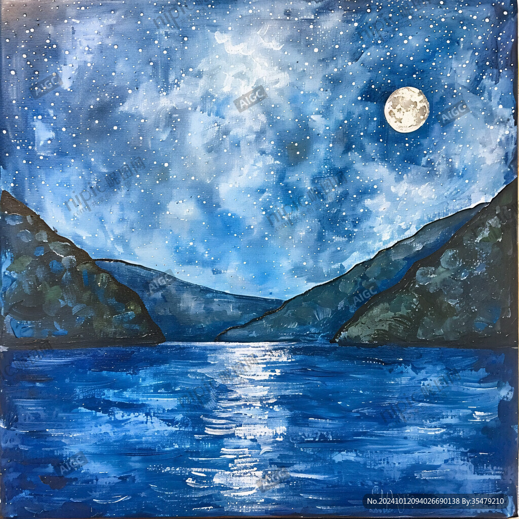 月夜油画