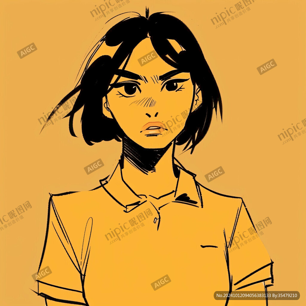 女孩生气插画