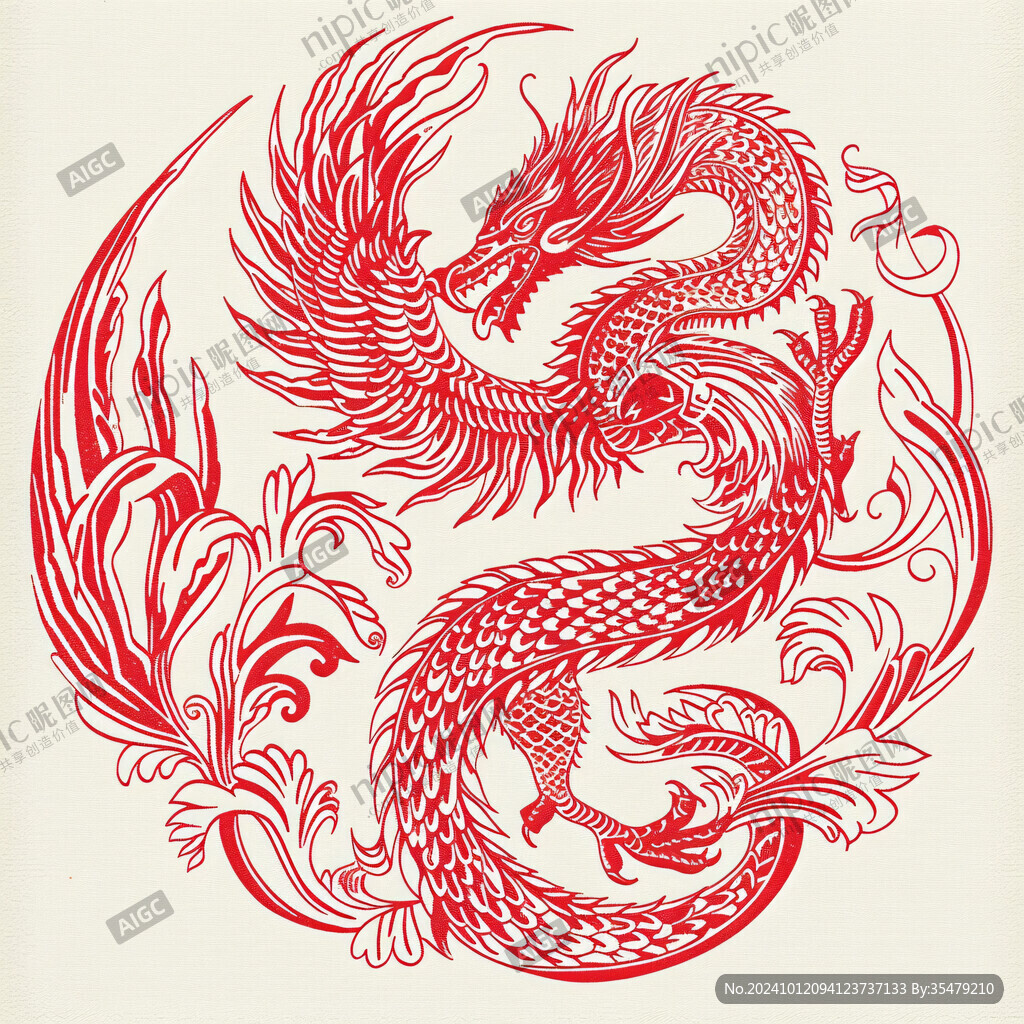 工笔画龙凤纹工笔画龙