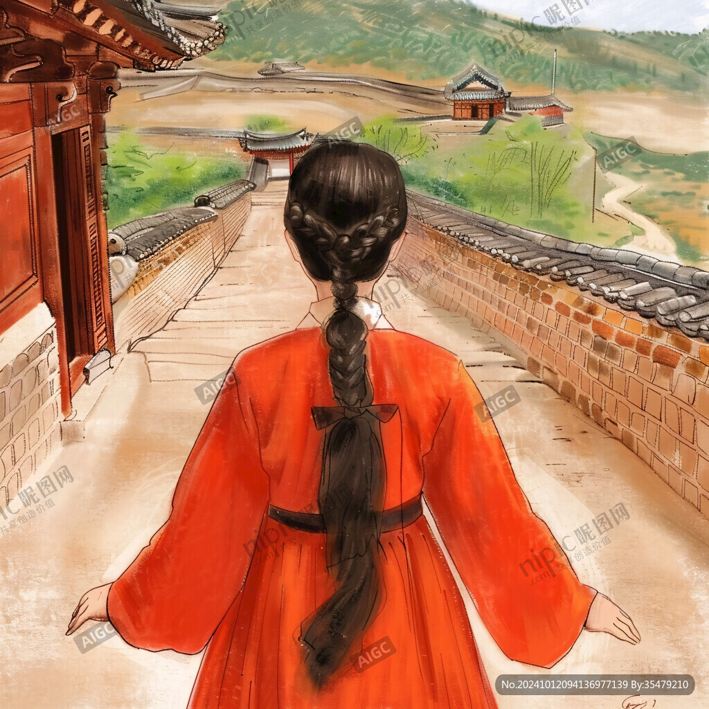 韩国手绘水彩韩国印象