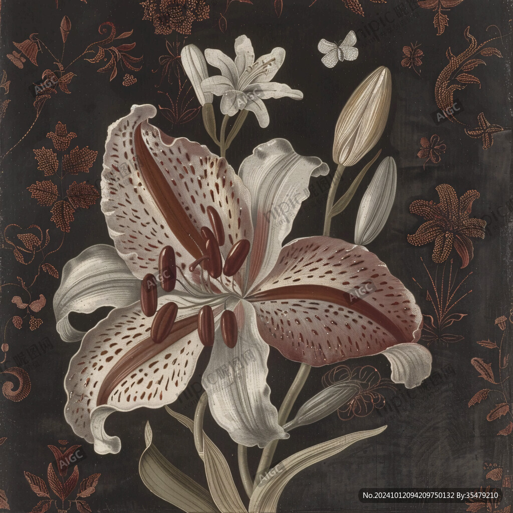百合花卉饰画