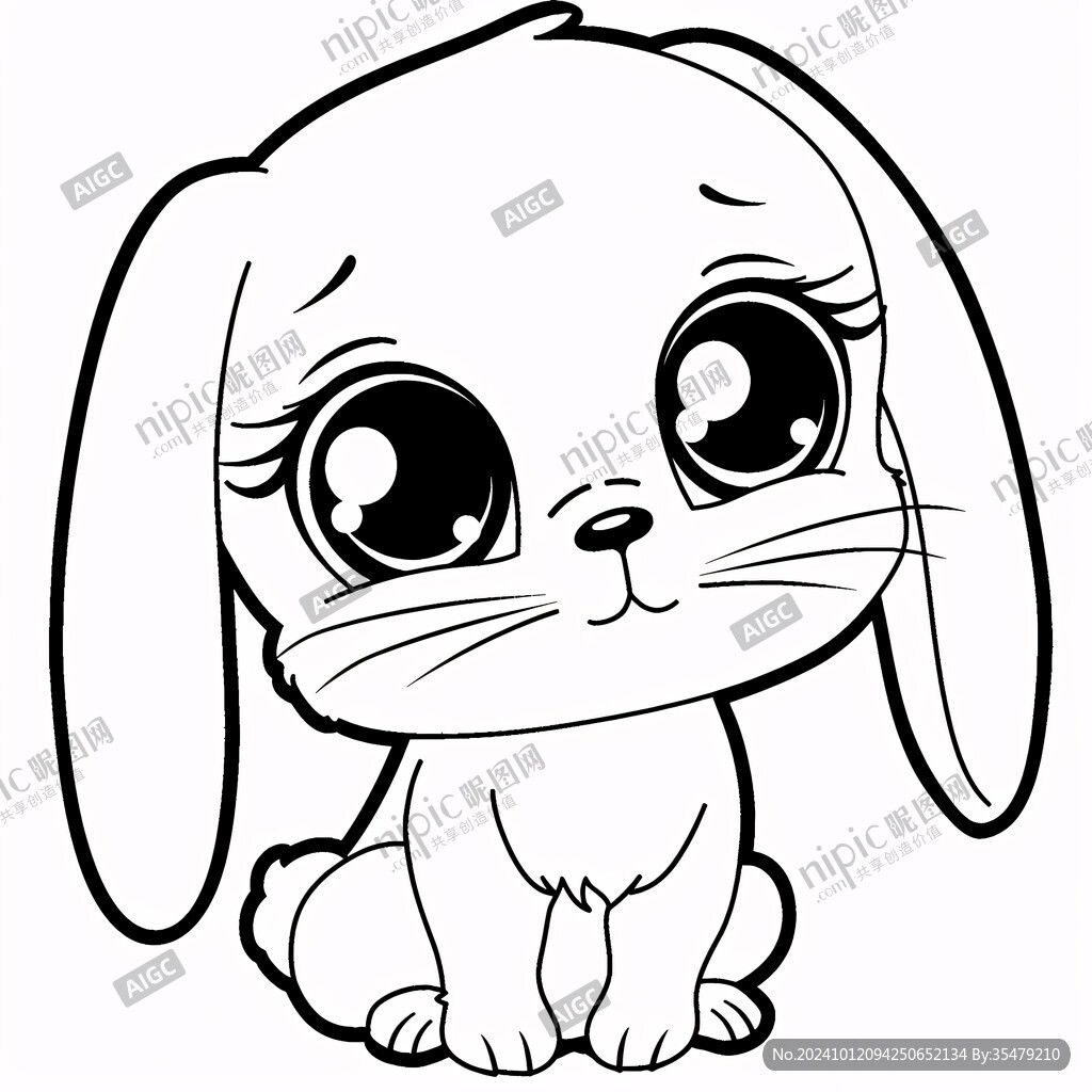 线描卡通兔子