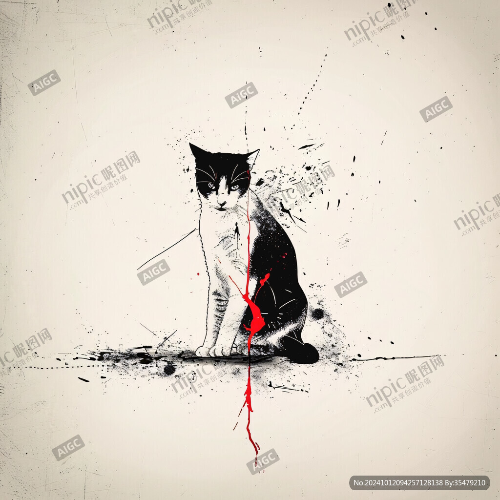 手绘勇敢的猫咪插画