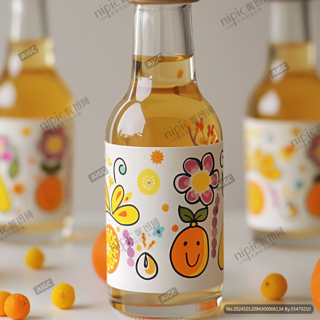 橘黄色酒瓶设计