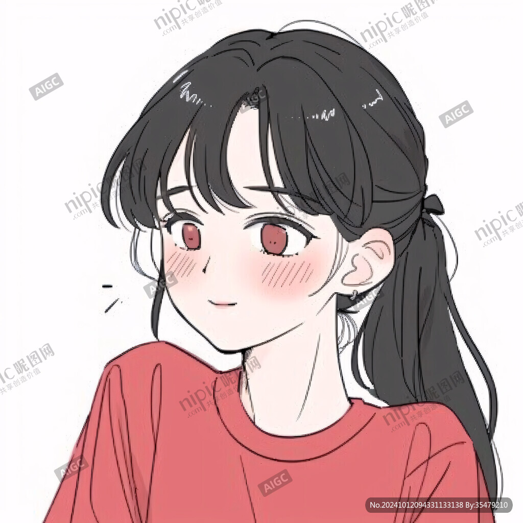 穿红衣的女孩插画