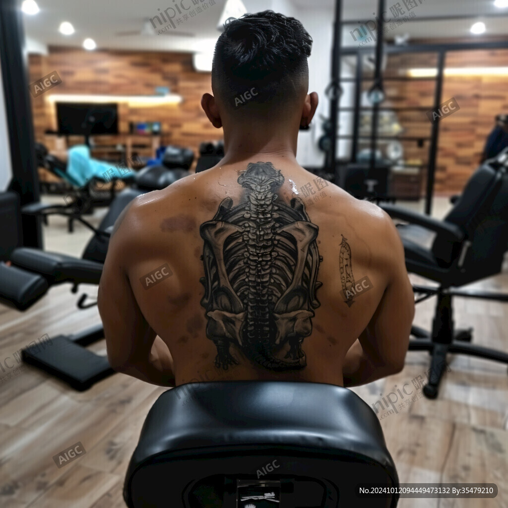 健身男人背部
