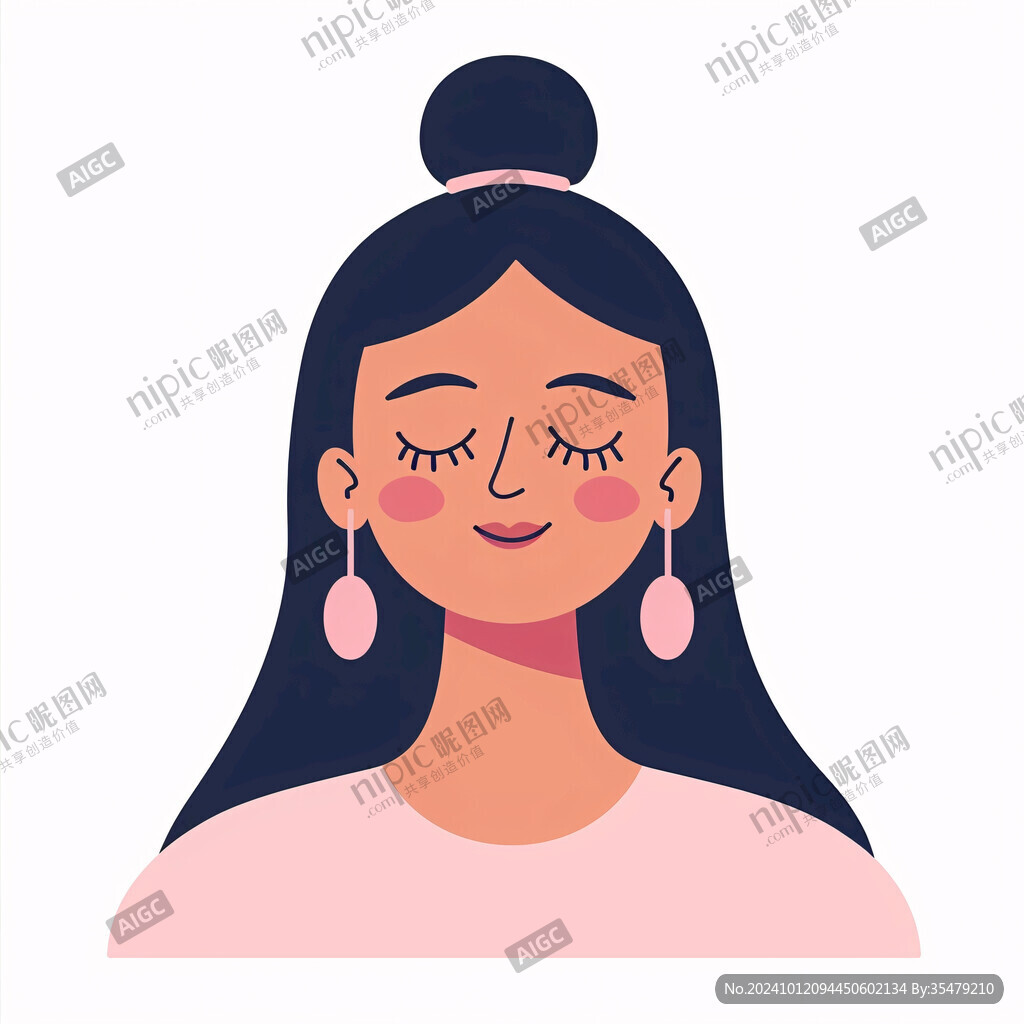 手绘俏皮女孩头像插画