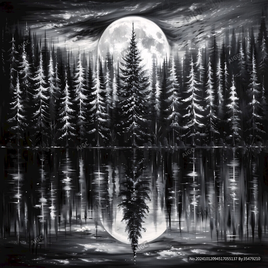 月色夜色梦幻森林背景