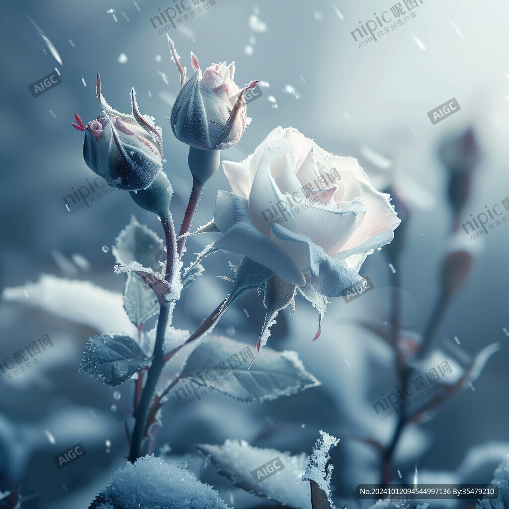 雪中玫瑰花