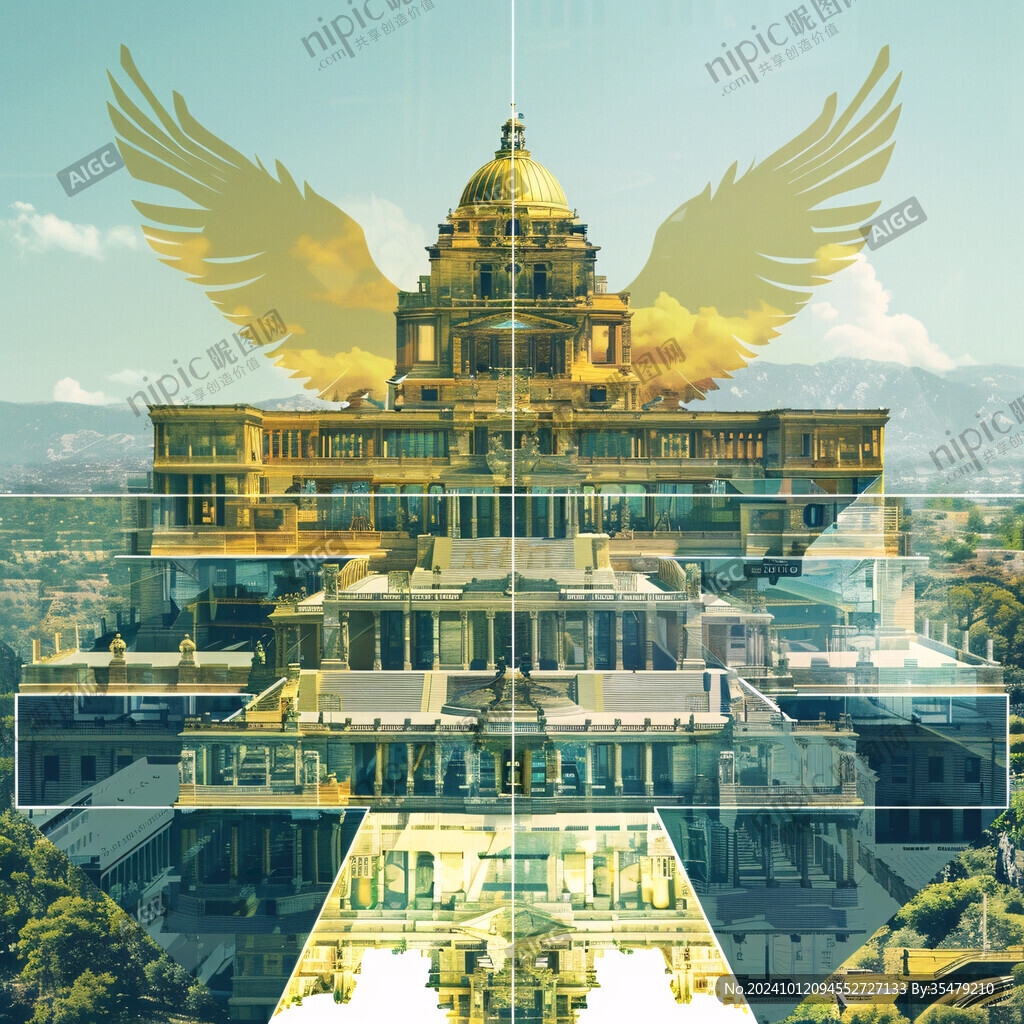 金色建筑金色翅膀