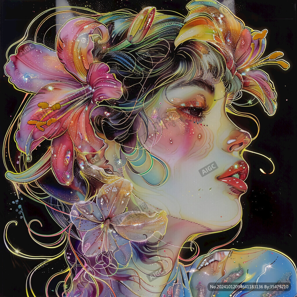 数字美女插画