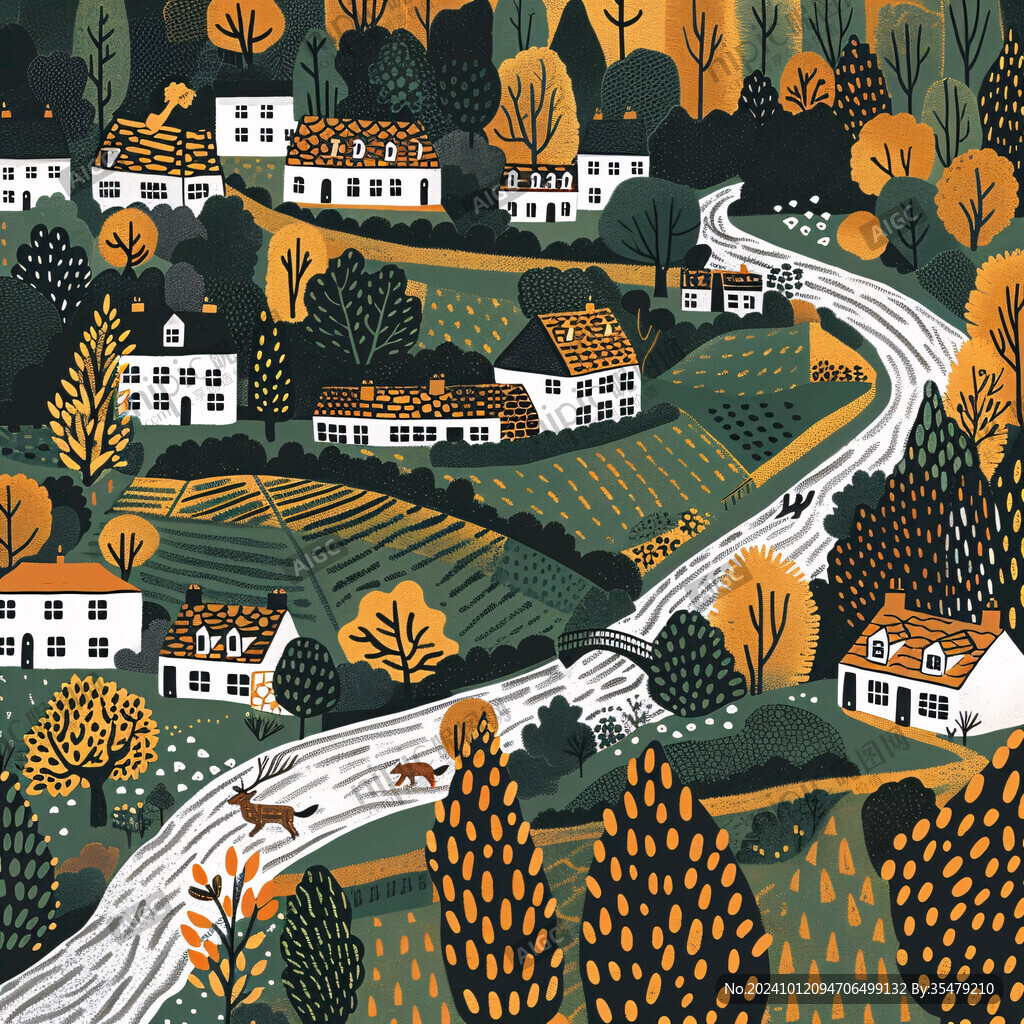 生态乡村插画