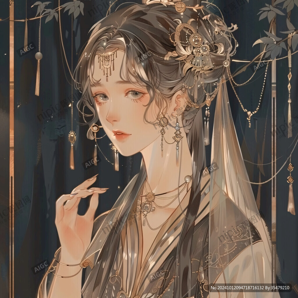 古风美女头像插画封面
