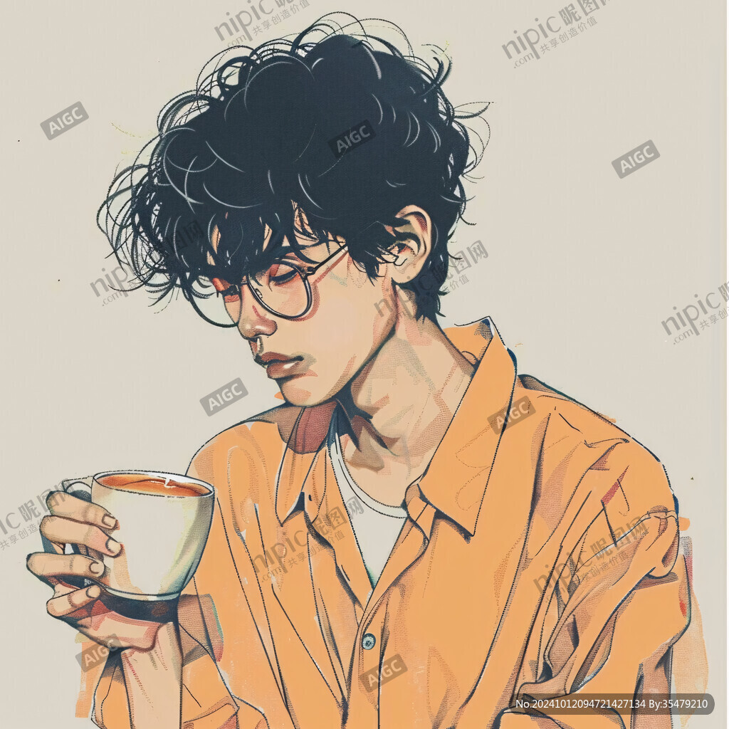 男生头像插画