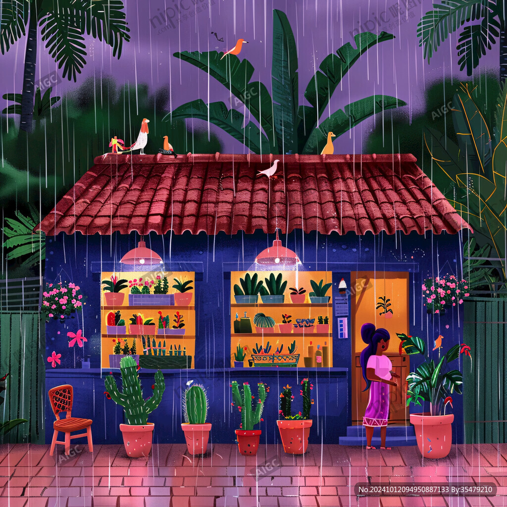 下雨创意插画