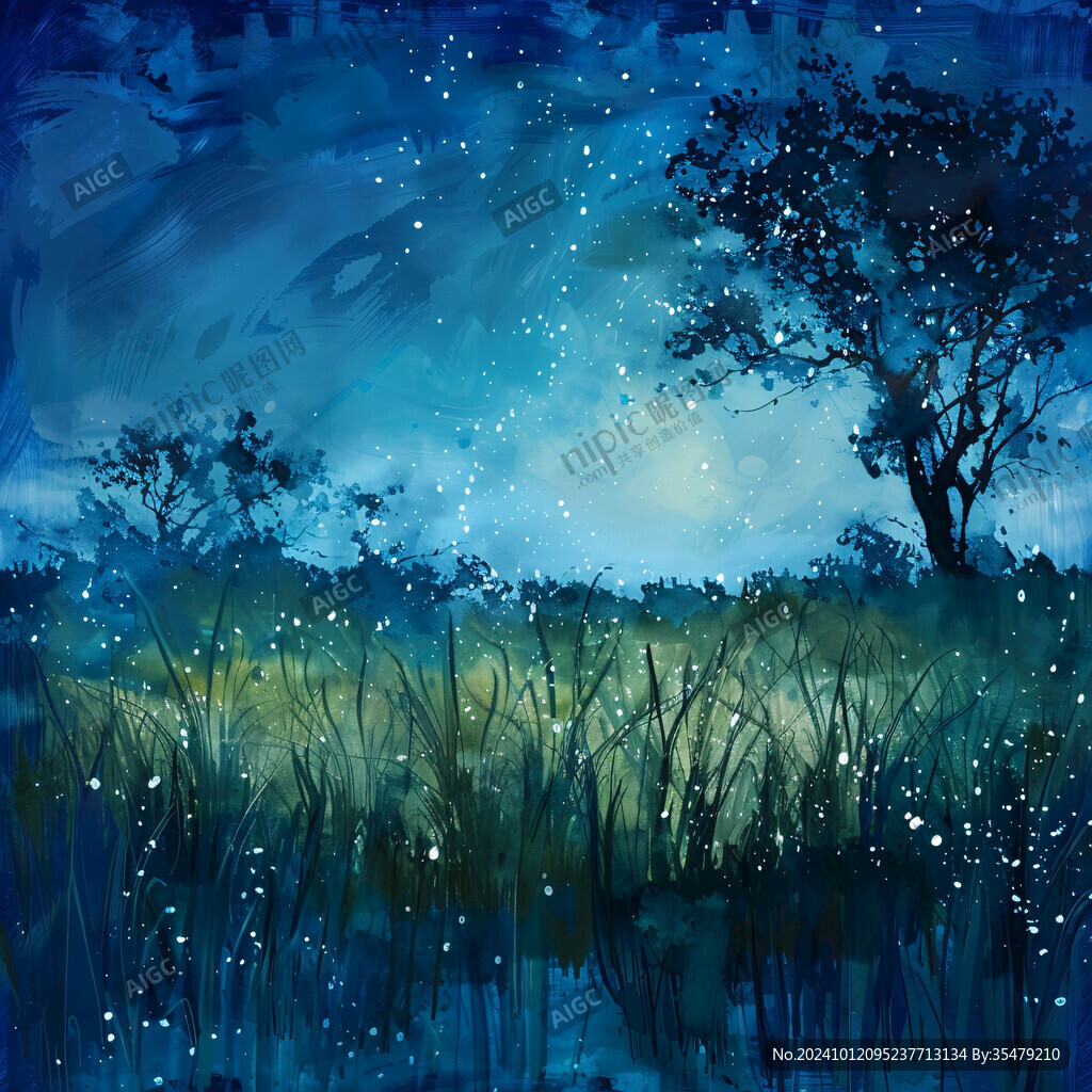 萤火虫之夜插画海报