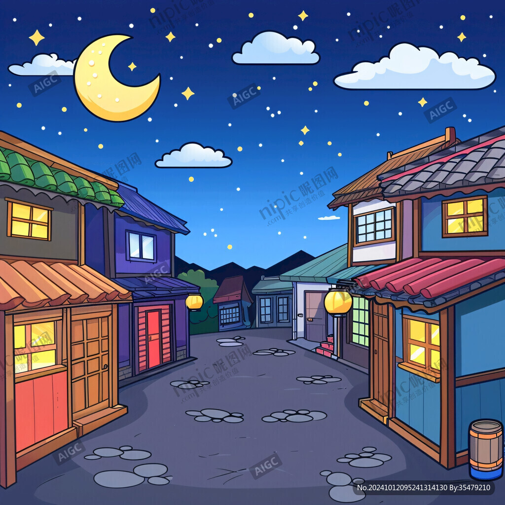房屋街道夜景