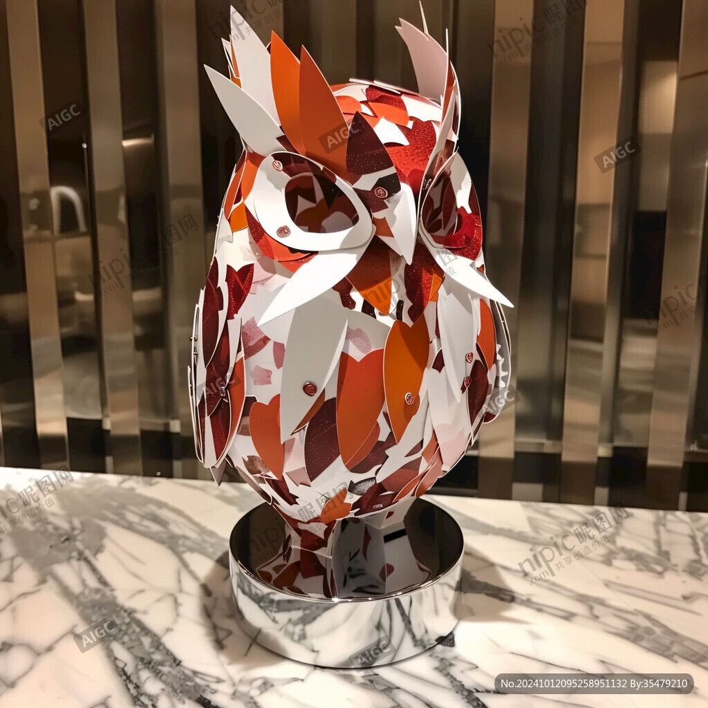 几何拼接鸡雕塑