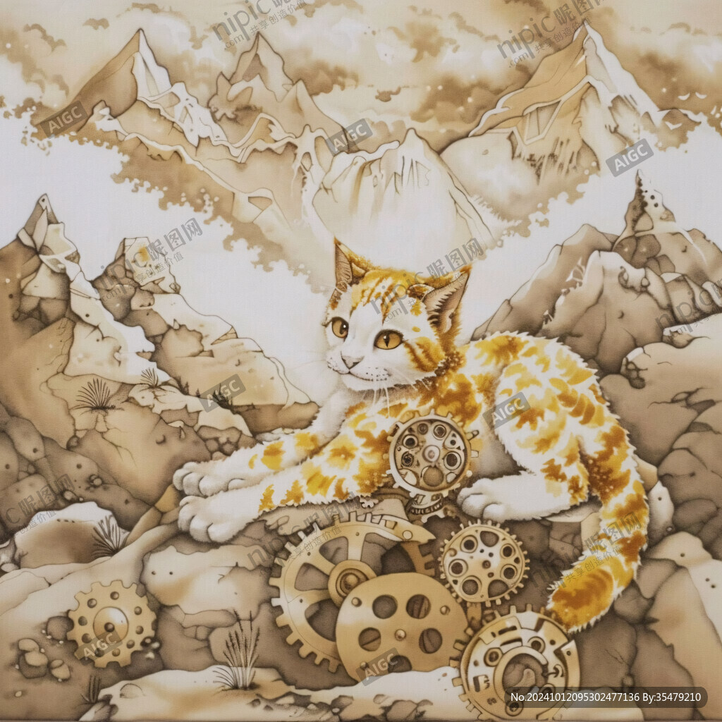 可爱雪豹插画