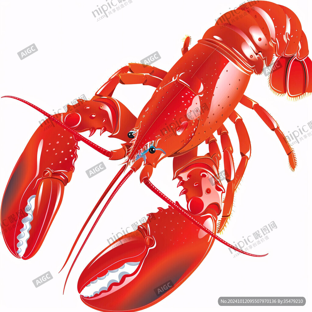 卡通小龙虾写实海鲜