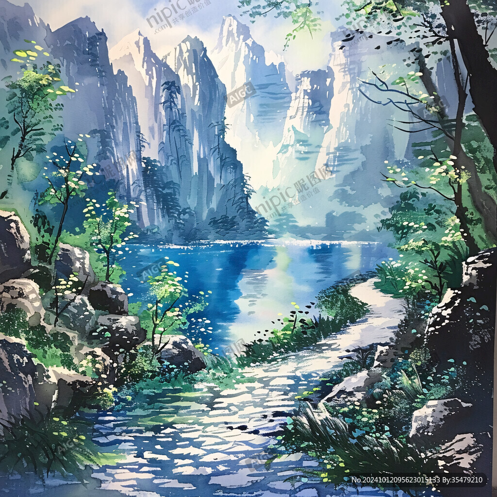 插画山水风景