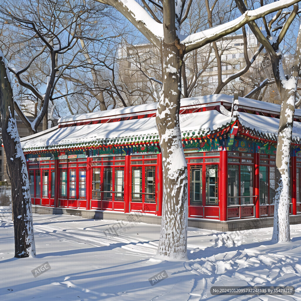 恭王府花园雪景凉亭