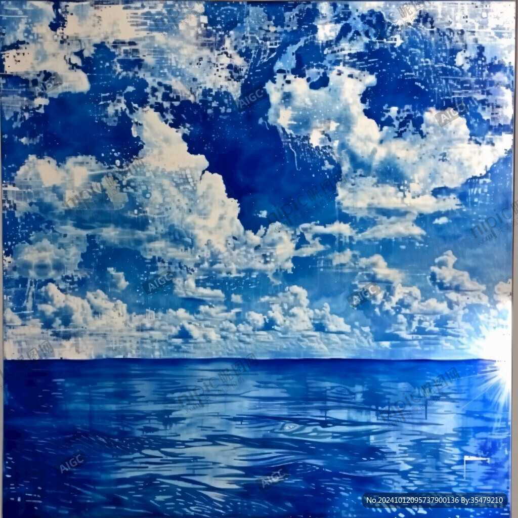 碧海蓝天抽象画
