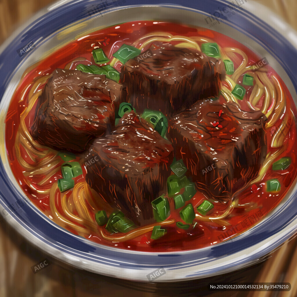 红烧牛肉面插画