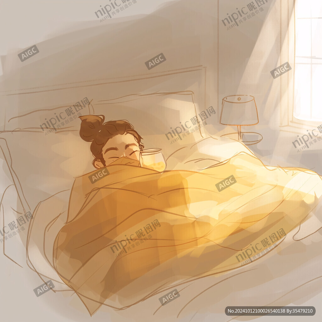 东方睡眠女子插画
