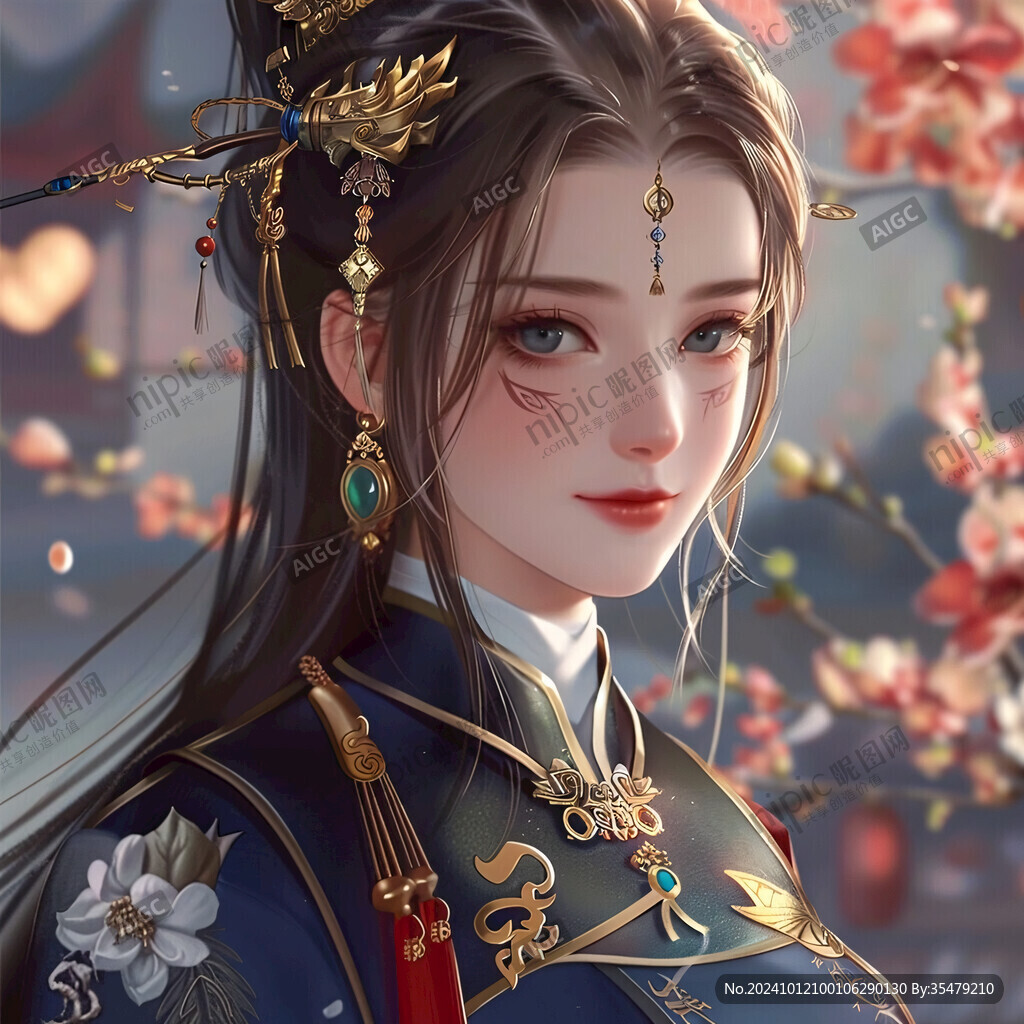古风美女头像插画封面