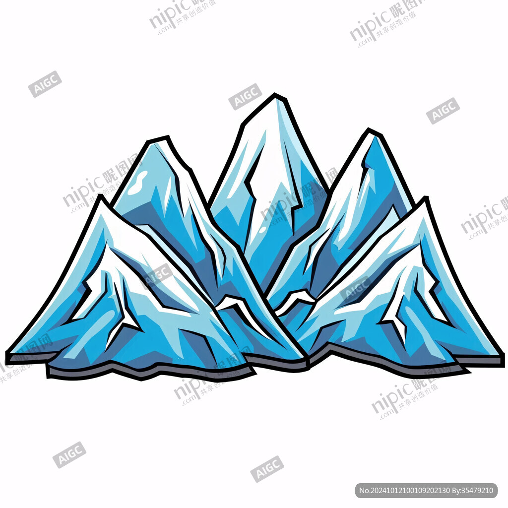 雪山插画印花图案