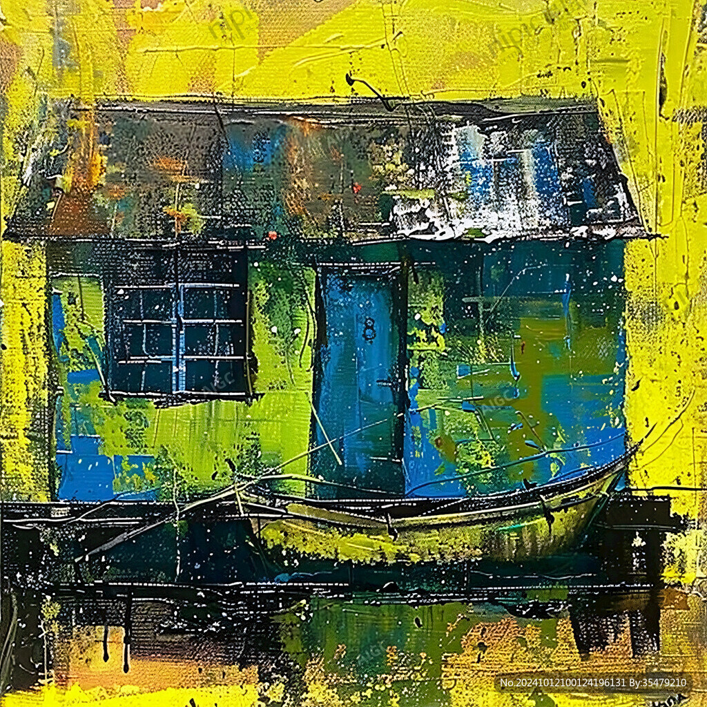 小木屋抽象画