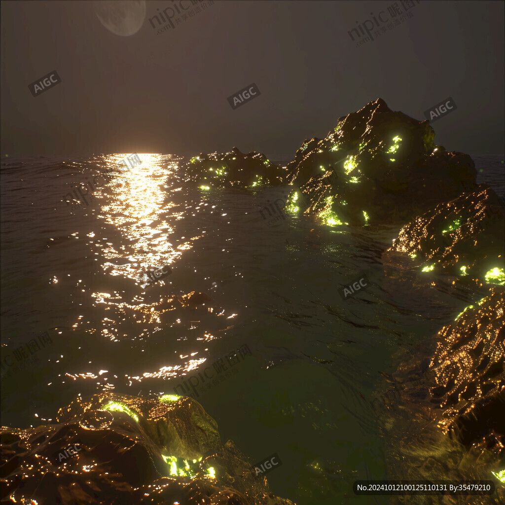 荧光海礁石大福湾海洋