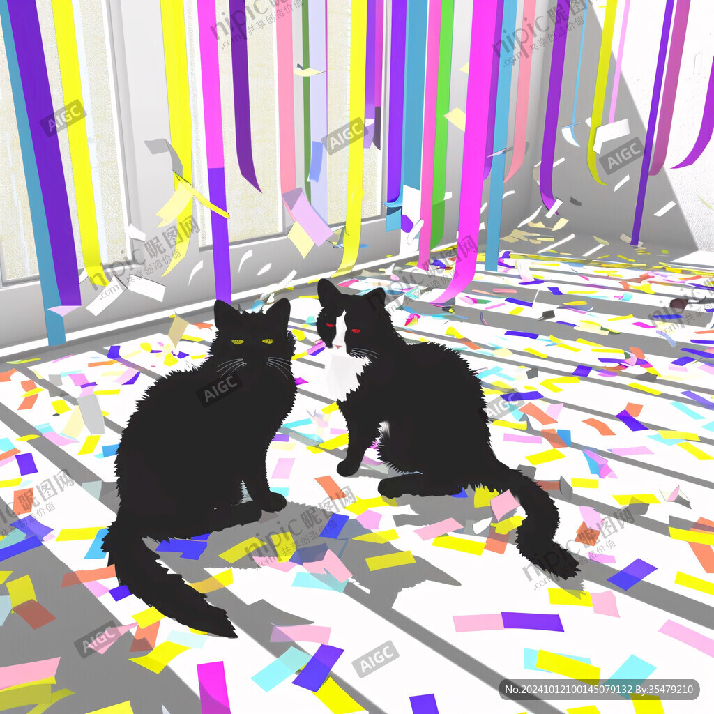 手绘猫抽象画
